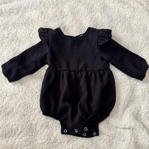 Black Ruffled Long Sleeve Baby Romper